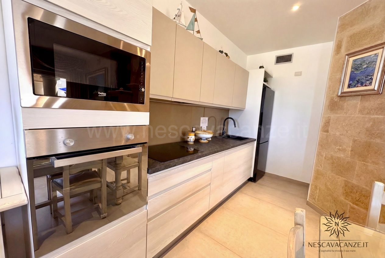 Casa Pescoluse 1 - cucina con forno, microonde Beko, piano a induzione e frigorifero